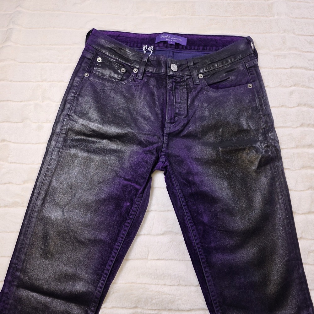 Ralph Lauren Purple Label 160 Slim Denim Flocked‎ Foiled Jeans Womens 27* $990